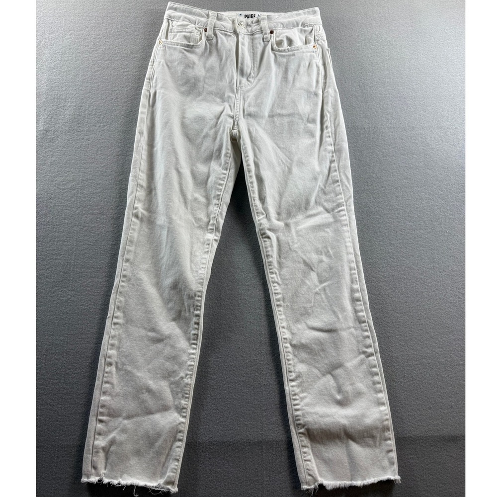 PAIGE Cindy Jeans Womens 26 White High Rise Straight Leg Raw Hem 26x27